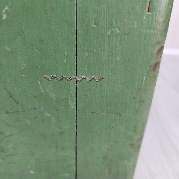 Vtg 1947 Wooden Box 12" X 9"x7" Green Carry All "Cold War Era" Tool Caddy Handle - Picture 9 of 16